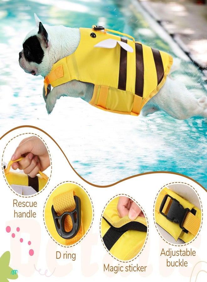 Relaxweex Dog Life Jacket Dog Life Vest for Swimming Boating Cute Bee Design with Rescue Handle Adjustable High Flotation Pet Lifesaver Swimsuit for Small Medium Large Puppy Water Safety(Medium) - Image 4